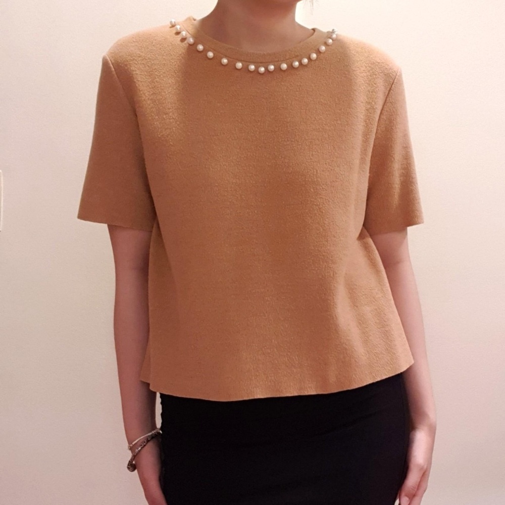 Zara Pearl Short Sleeve Sweater